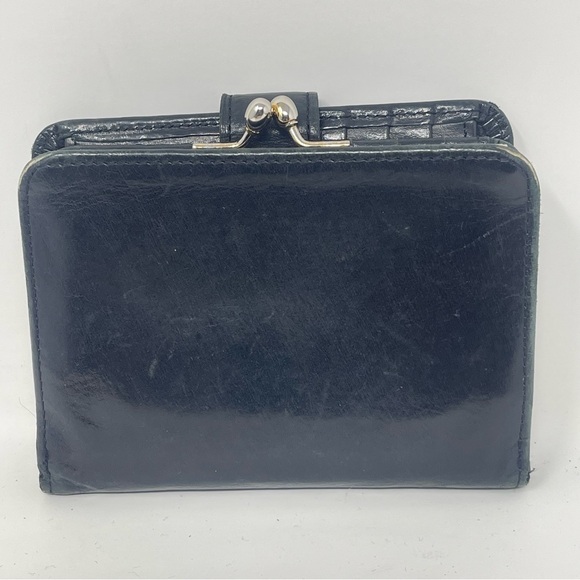 Coach Bifold Wallet Black Leather Women's 10 Slots & Kisslock Coin Area Vintage - Picture 3 of 16